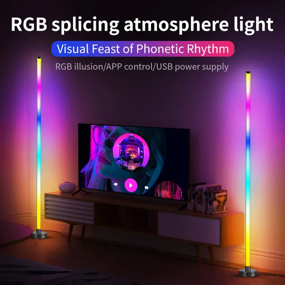 RGB splicing atmosphere light in a room with a TV