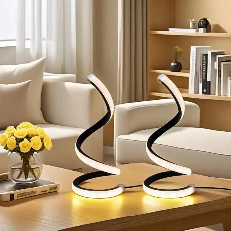 LED Spiral Bedside Lamp – Modern Deformable Table Light - Carry Light