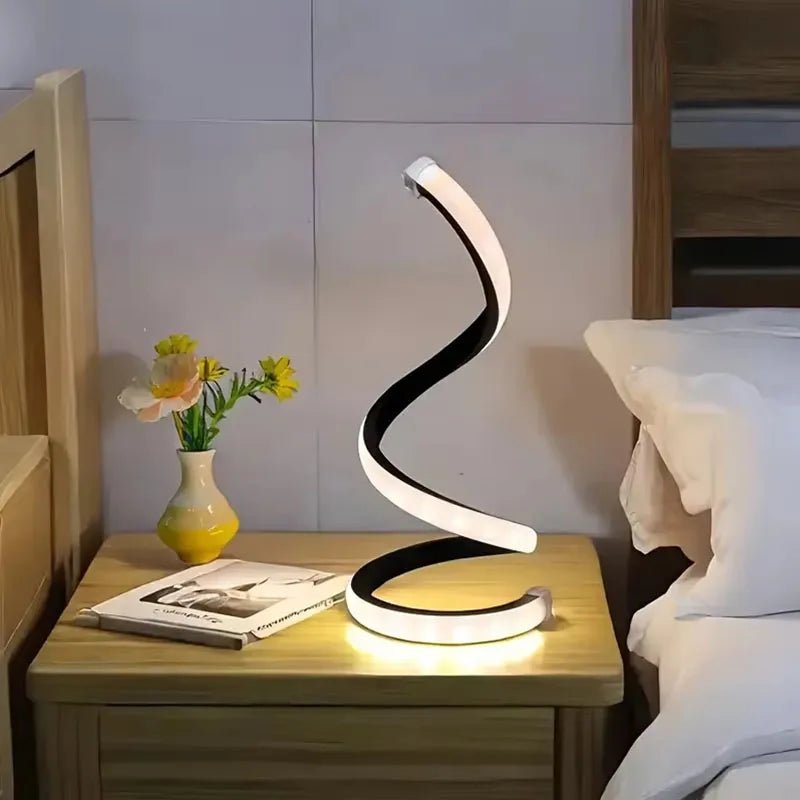 LED Spiral Bedside Lamp – Modern Deformable Table Light - Carry Light
