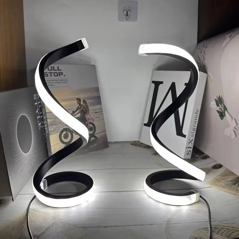 LED Spiral Bedside Lamp – Modern Deformable Table Light - Carry Light