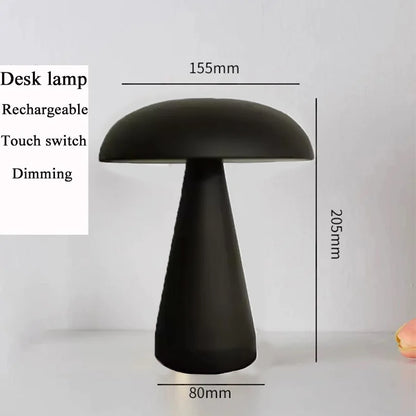 Black desk lamp with dimensions on a light gray background