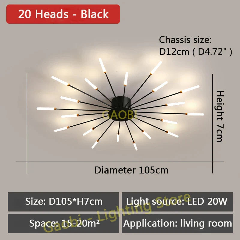 LED Catherine Wheel Firework Style Ceiling Light