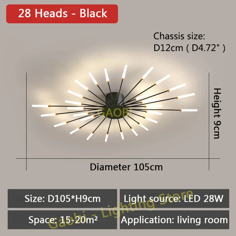 LED Catherine Wheel Firework Style Ceiling Light