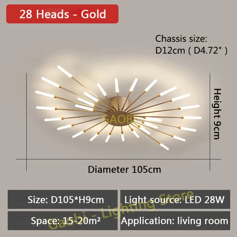 LED Catherine Wheel Firework Style Ceiling Light
