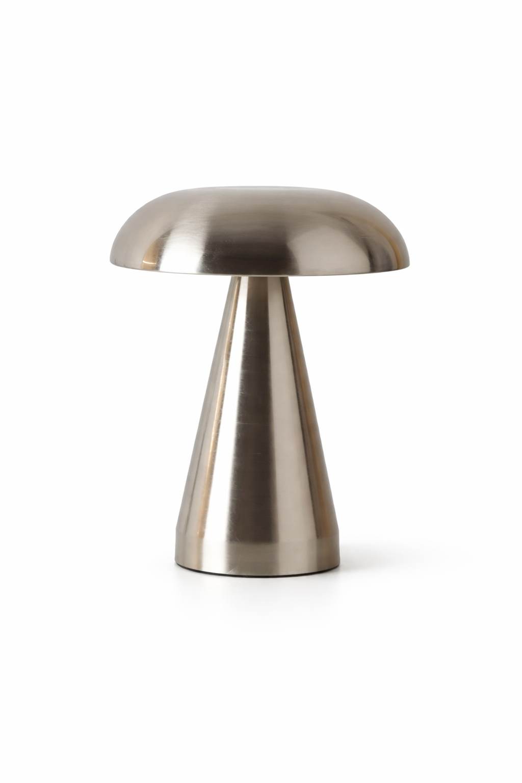 Metallic table lamp with a unique design on a white background