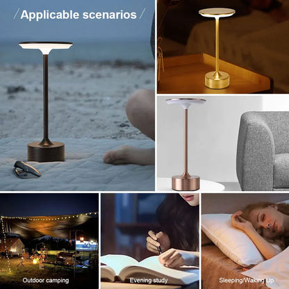 LED Metal Table Lamp – Touch Sensor, USB Rechargeable, Portable Night Light