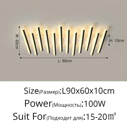 Ceiling light fixture with dimensions and power rating on a gray background