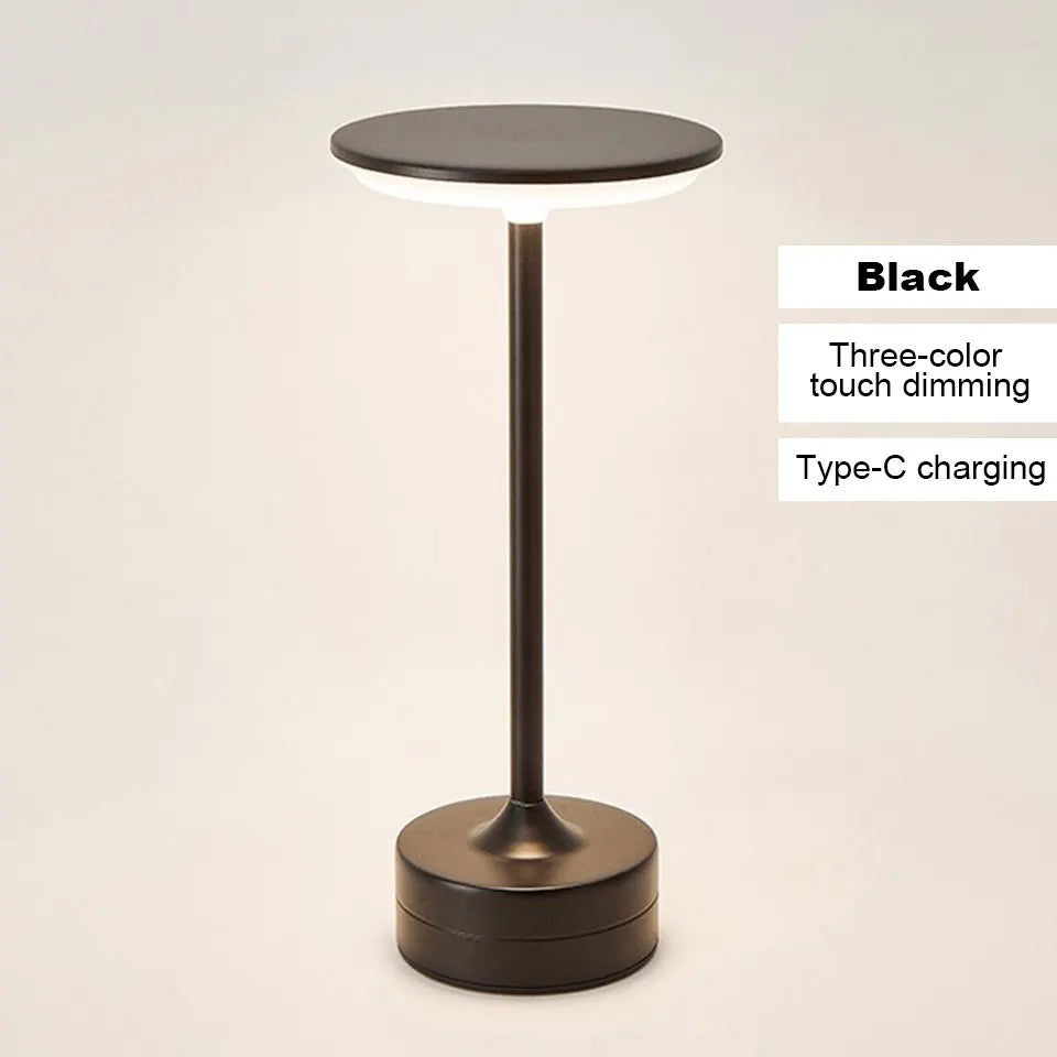 LED Metal Table Lamp – Touch Sensor, USB Rechargeable, Portable Night Light