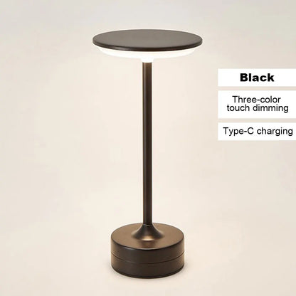 LED Metal Table Lamp – Touch Sensor, USB Rechargeable, Portable Night Light