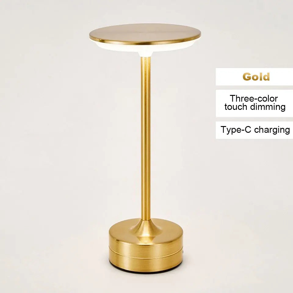 LED Metal Table Lamp – Touch Sensor, USB Rechargeable, Portable Night Light