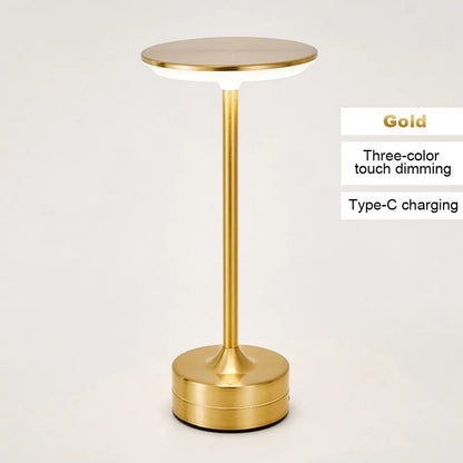 LED Metal Table Lamp – Touch Sensor, USB Rechargeable, Portable Night Light