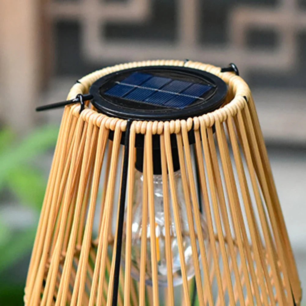 Rattan Solar Lantern – Hanging Bamboo - Style Outdoor Light for Garden & Patio - Carry Light
