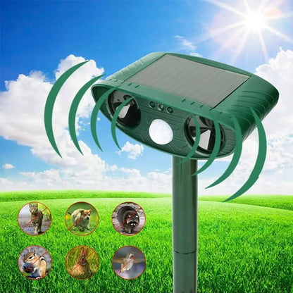 Solar Ultrasonic Garden Animal Repeller - Carry Light