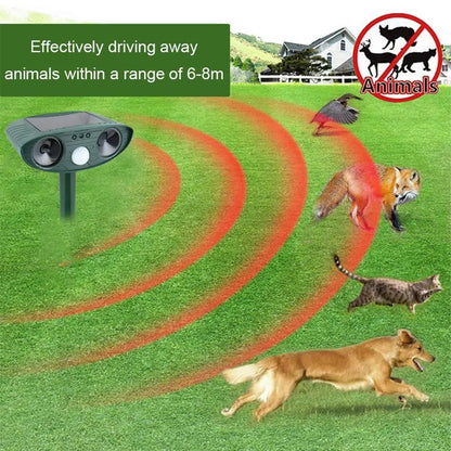 Solar Ultrasonic Garden Animal Repeller - Carry Light