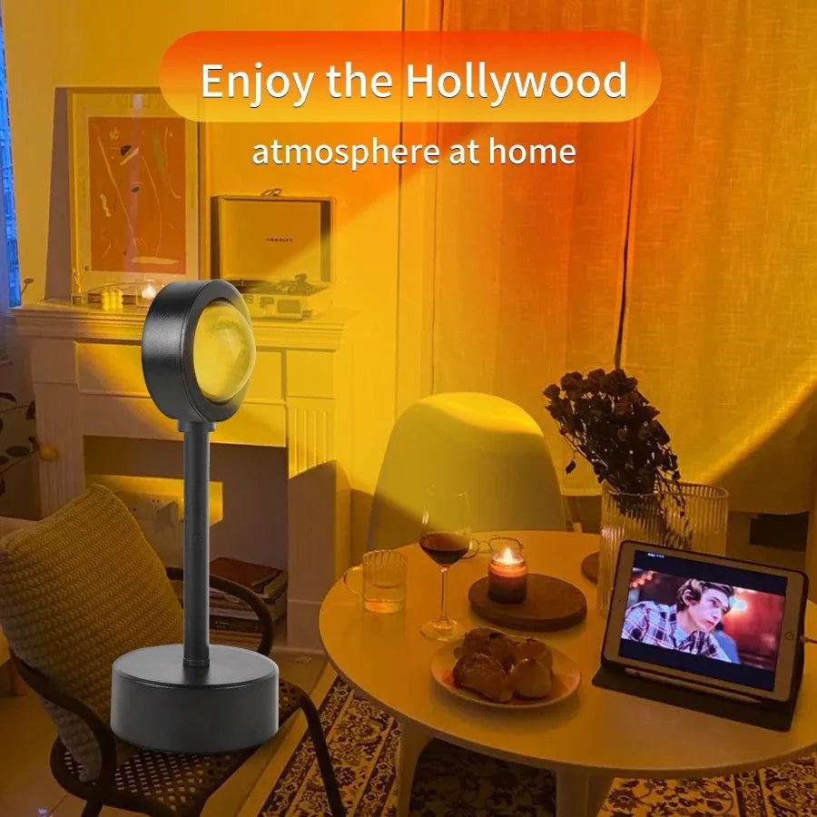 USB Sunset Lamp – LED Rainbow Neon Night Light, Sunset Projector for Home & Photography - Carry Light