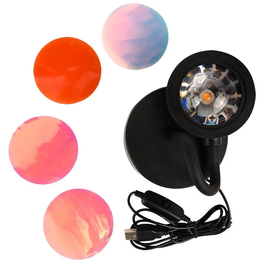 USB Sunset Lamp – LED Rainbow Neon Night Light, Sunset Projector for Home & Photography - Carry Light