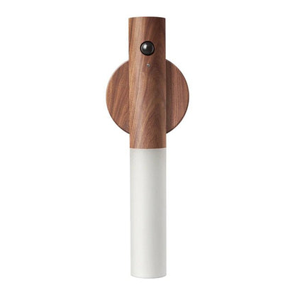 Wooden and white cordless torch on a white background